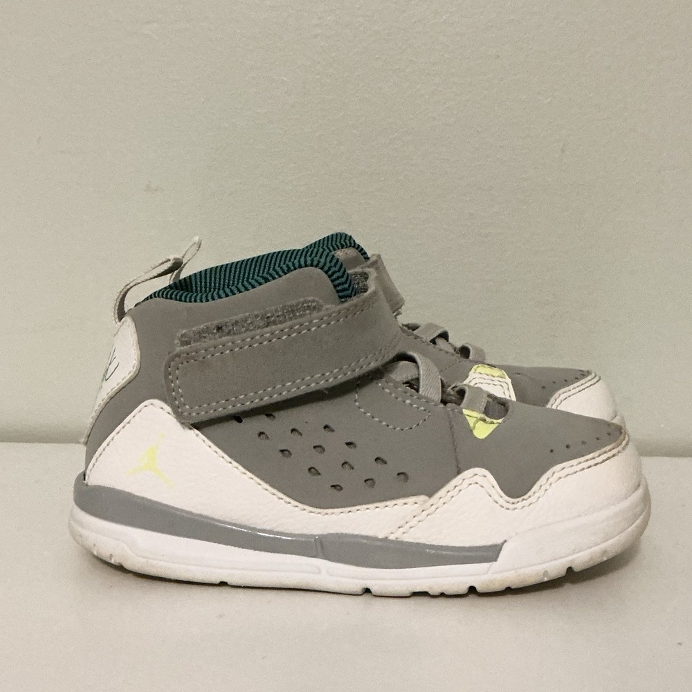NIKE AIR Jordan Flight SC 3 Toddler Shoes Size 7C Gray White Yellow Retro